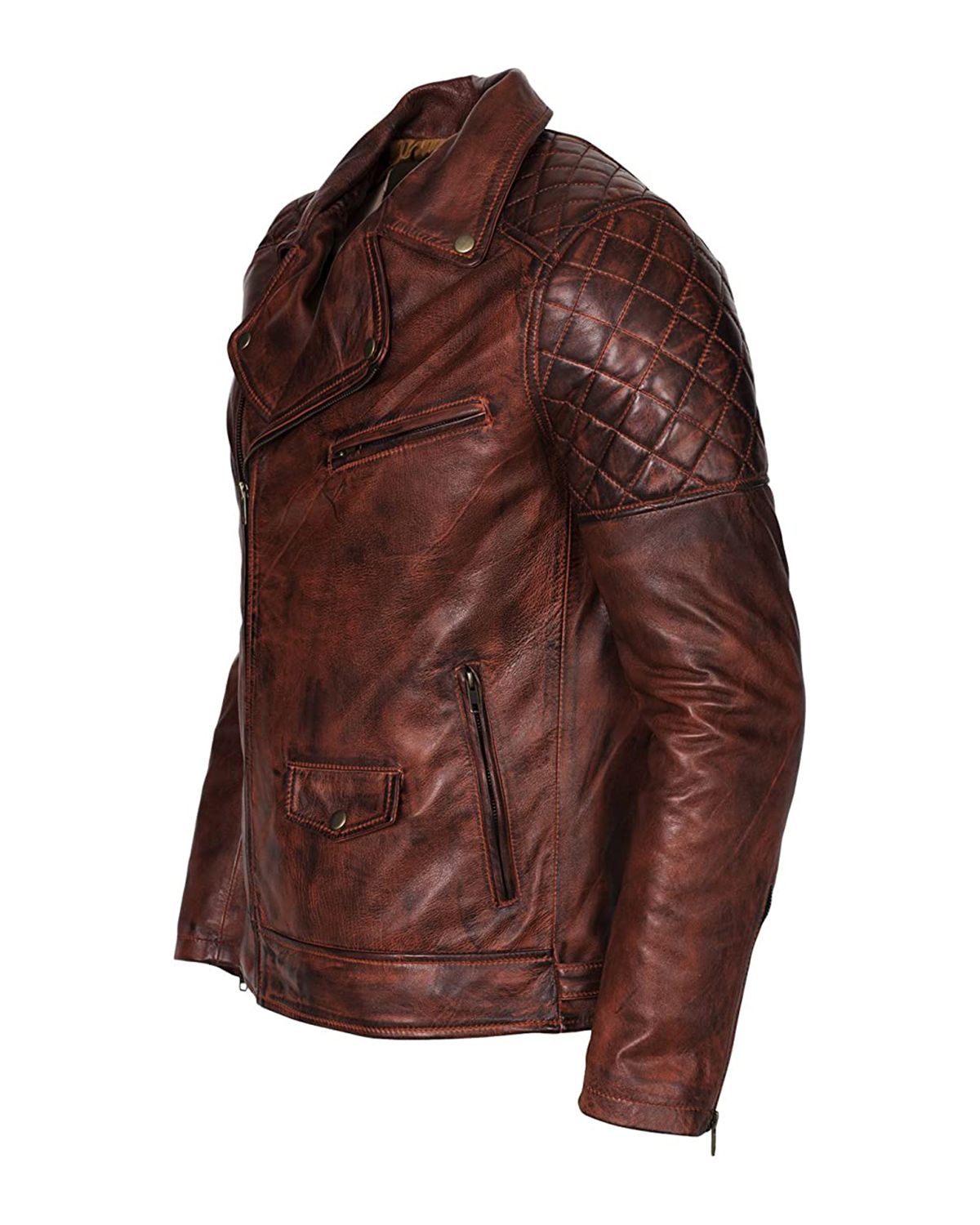Bikers Jacket in Brown Leather For Mens | Elite Jacket