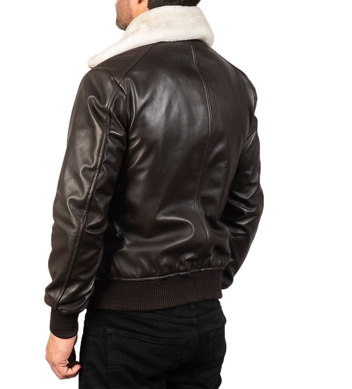 G-1 Bomber Brown Leather Jacket With White Fur | Elite Jacket