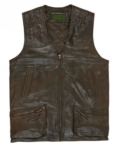 Mens Antique Shooting Brown Vest | Elite Jacket