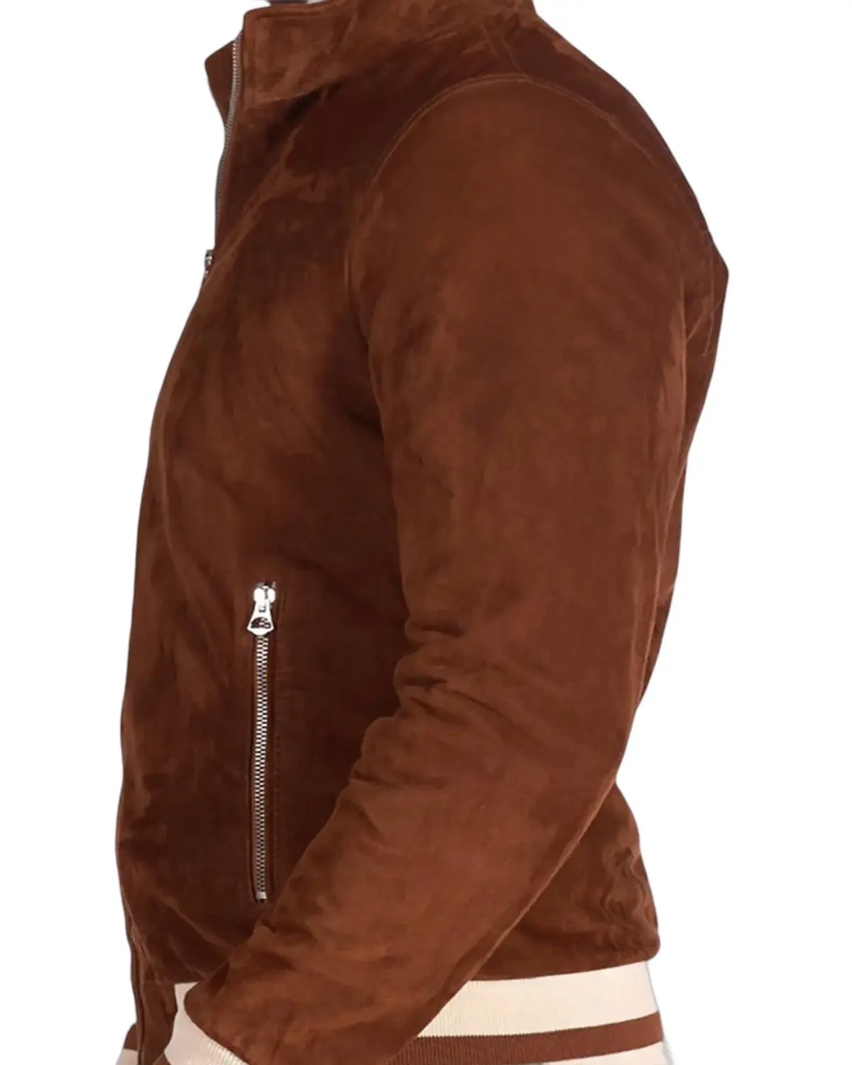 Mens Slimfit Brown Suede Leather Jacket | Elite Collection