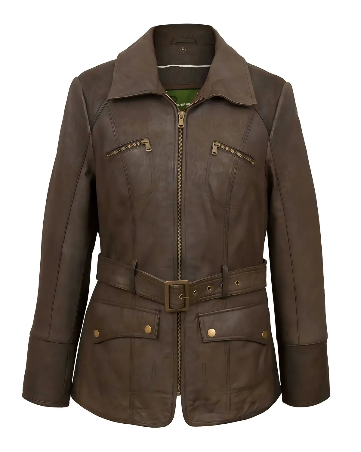 Womens Fur Collar Brown Leather Jacket | Elite Jacket