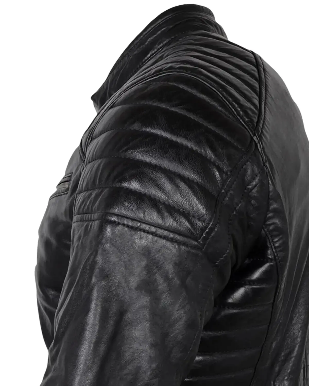 Mens Padded Black Lambskin Leather Jacket | Elite Collection