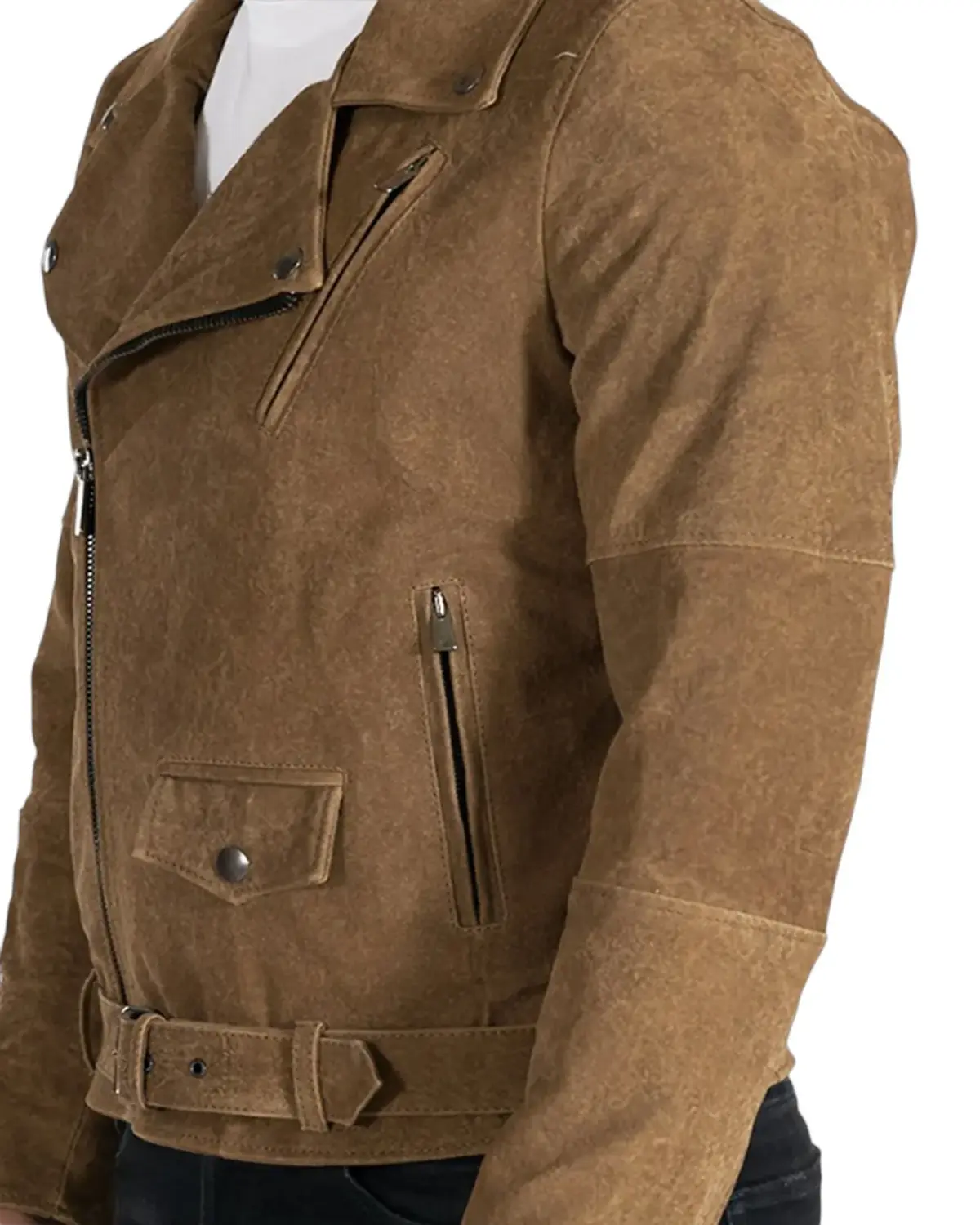 Mens Perfecto Brown Suede Leather Jacket | Elite Jacket