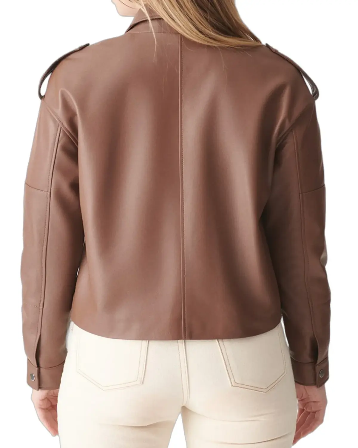 Womens Tan Sport Biker Leather Jacket