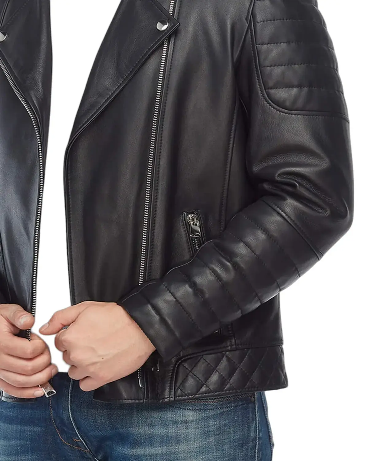 Mens Quilted Black Biker Leather Jacket | Elite Collection