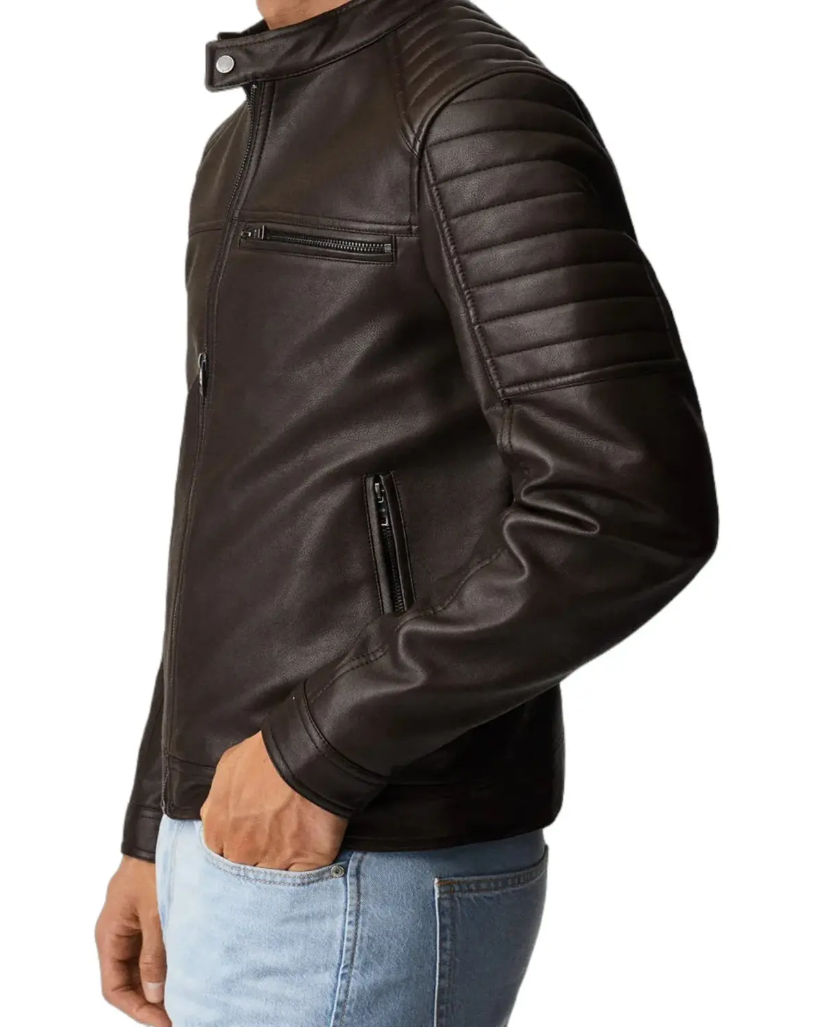 Mens Coco Brown Biker Leather Jacket | Elite Exclusive