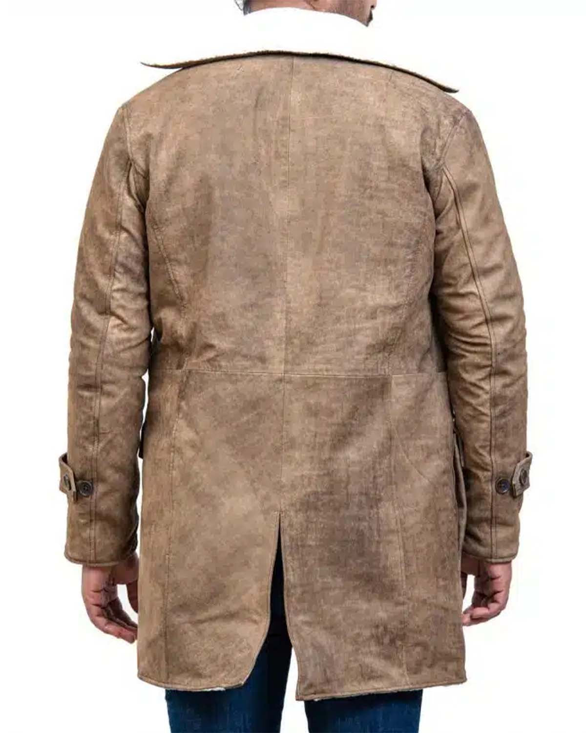 Elite Bane Distressed Brown Cowhide Fur Winter Leather Coat