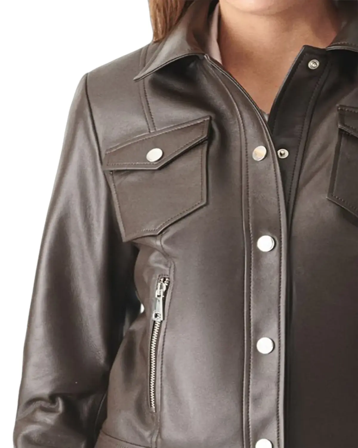 Womens Dark Brown Sports Biker Leather Jacket | Elite Jacket