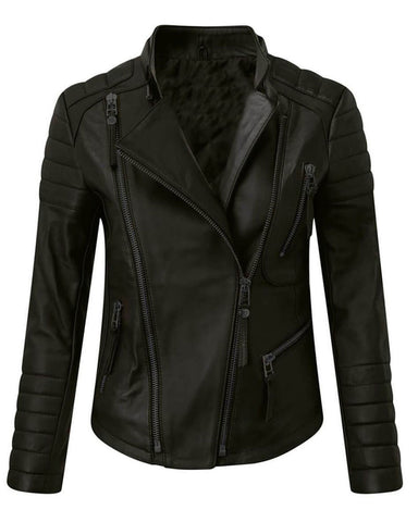 Womens Modern Leather Biker Jacket | Elite Jacket