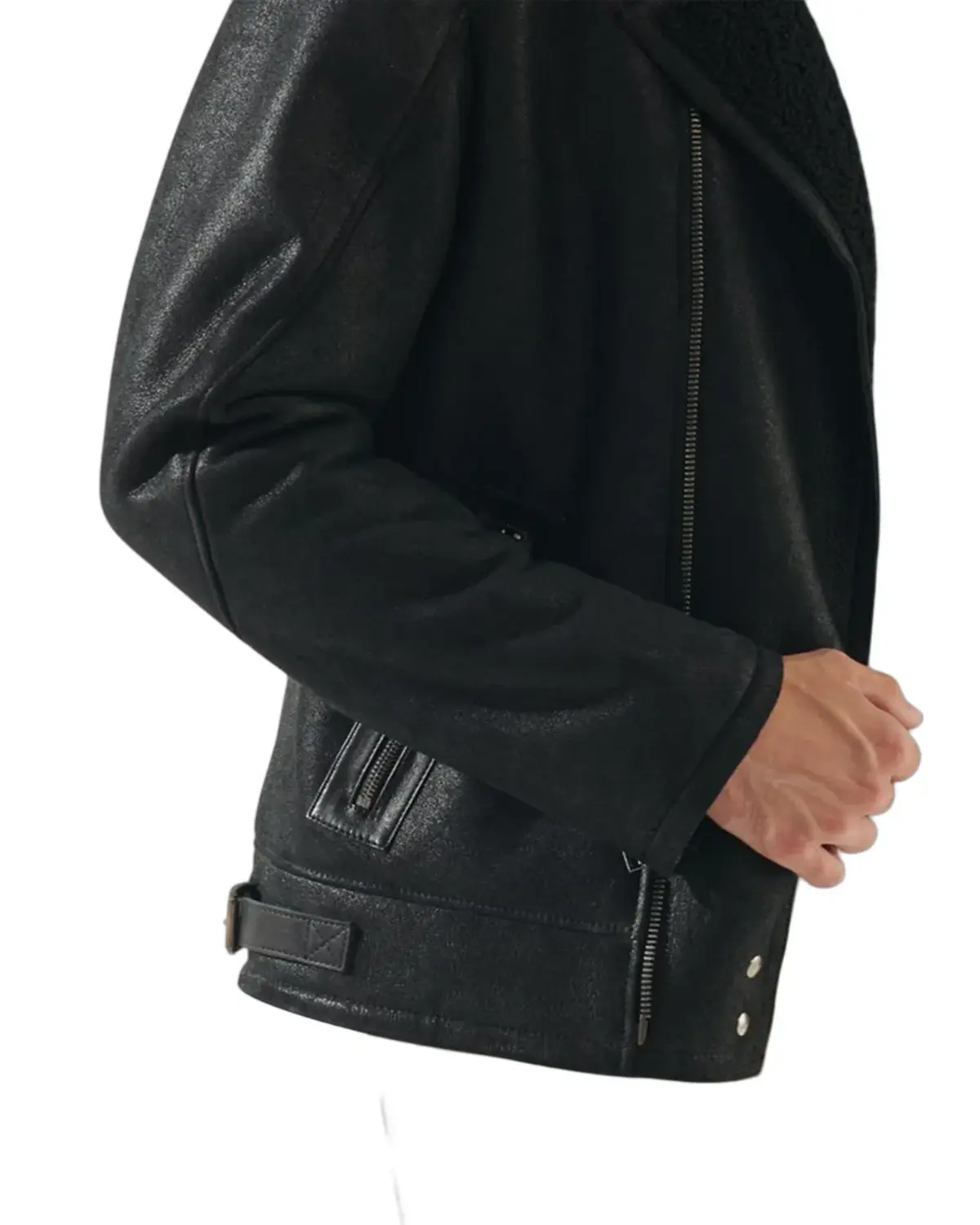 Mens Jade Black Shearling Leather Jacket | Elite Jacket