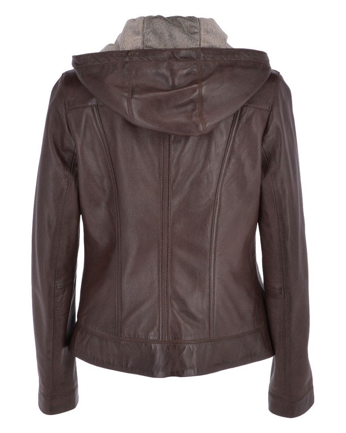Elite Women's Two-In-One Leather Hooded Jacket