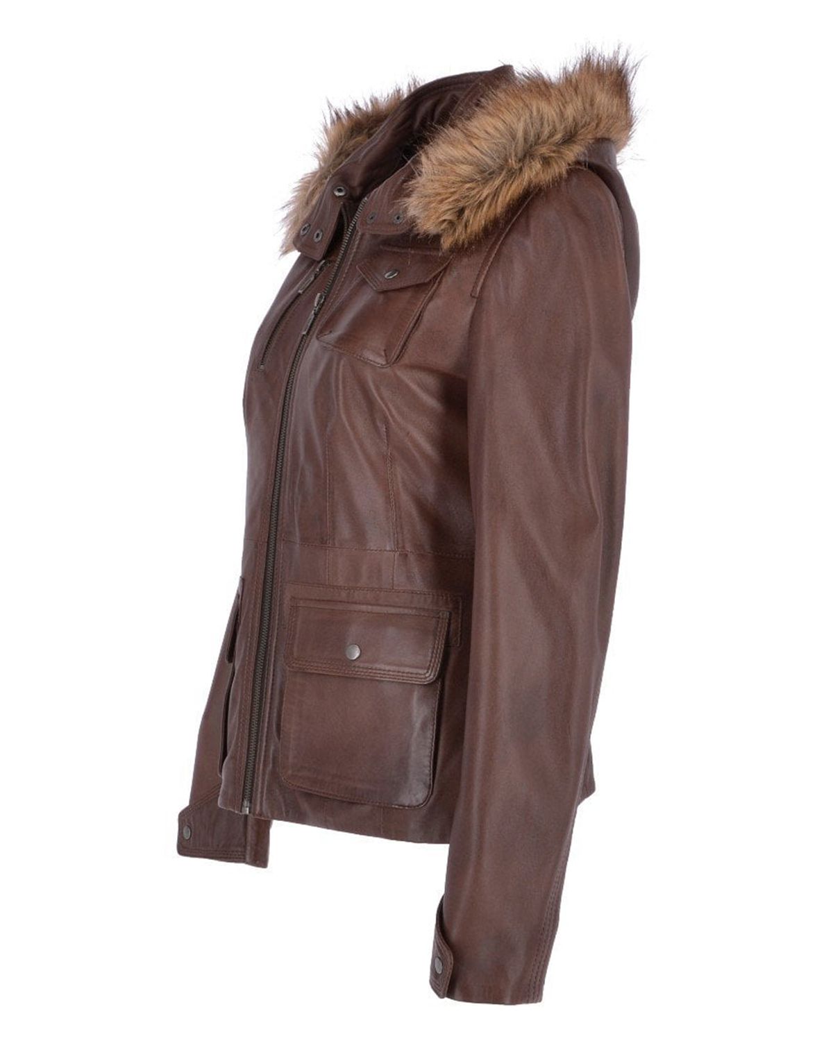 Bikers Sheepskin Leather Jacket With Fur Hood | Elite Jacket