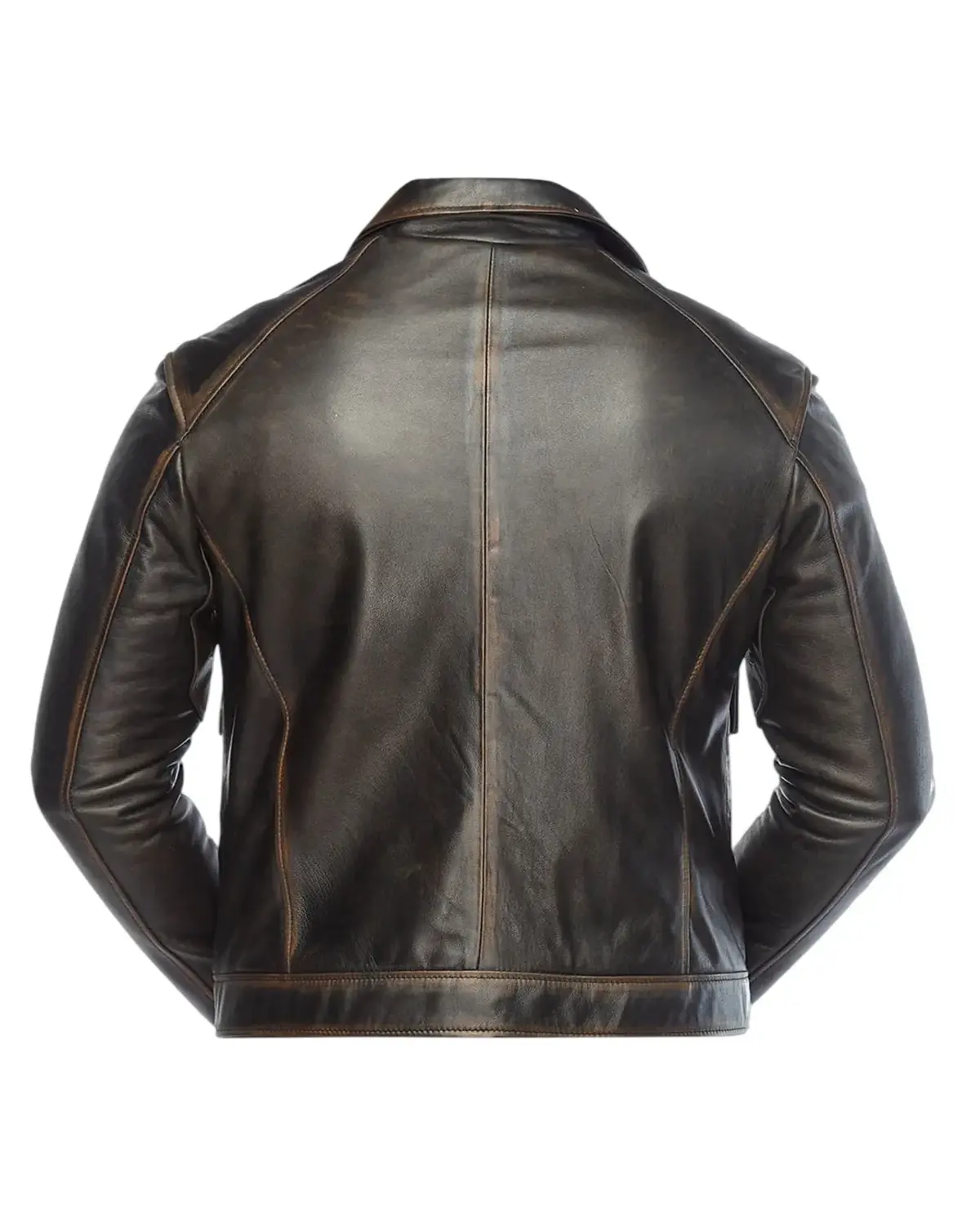 Mens Vintage Distressed Black Biker Leather Jacket | Elite