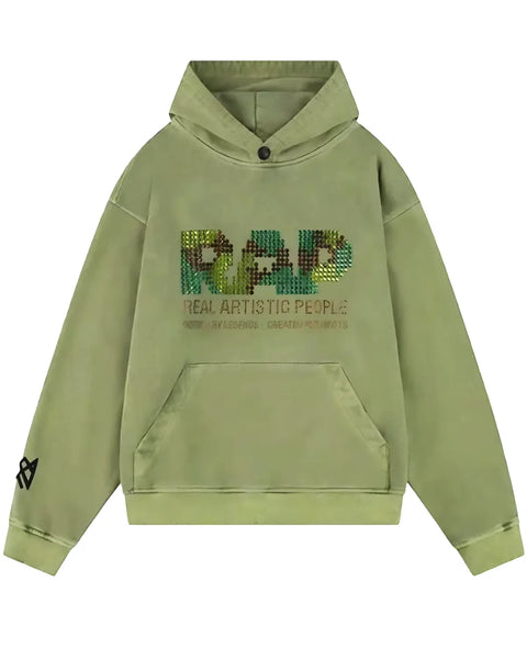 Elite Rap Crystal Hoodie Army Green Elite Jacket