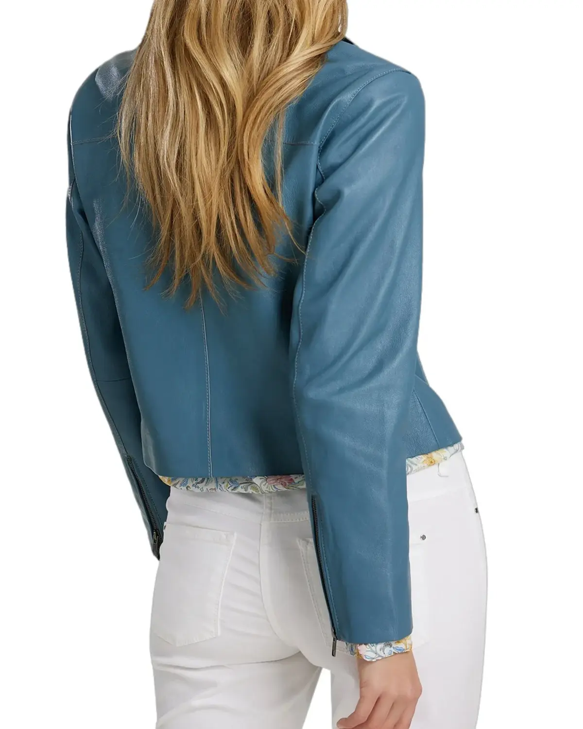 Womens Air Forces Blue Leather Biker Jacket 