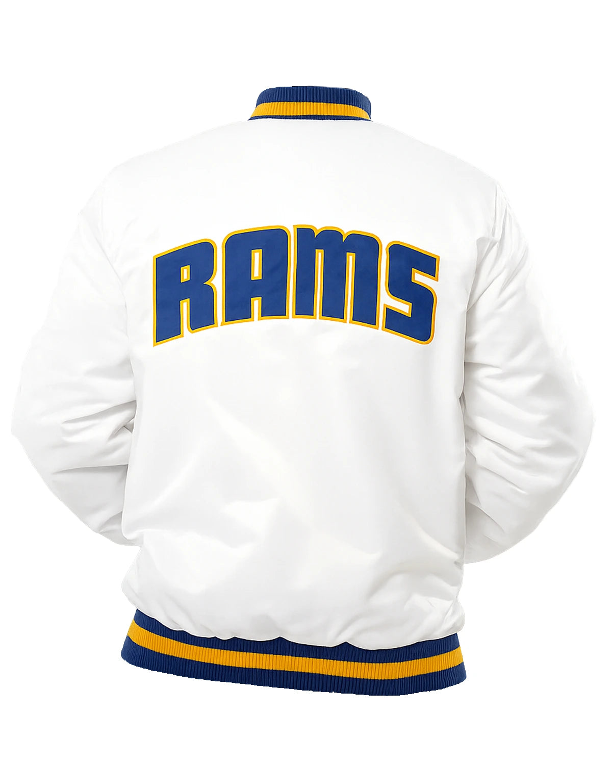 Starter Los Angeles Rams Satin Jacket back white .webp