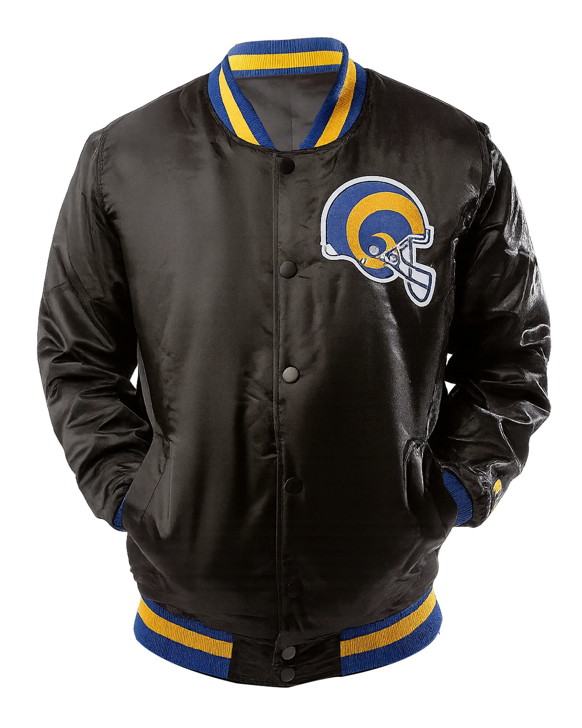 Starter Los Angeles Rams Satin Jacket front black.webp