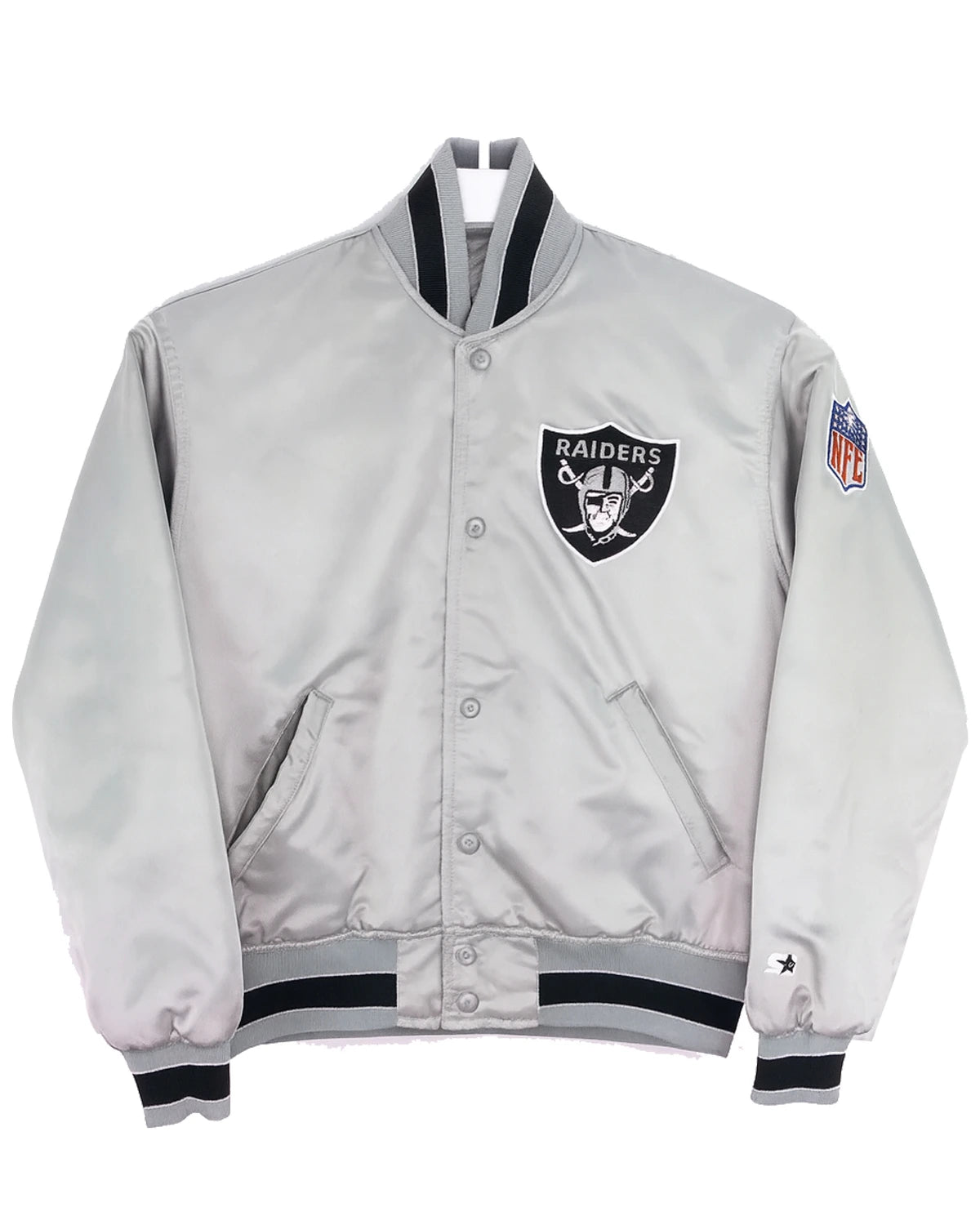 Starter Raiders LA Bomber Jacket front Silver Front