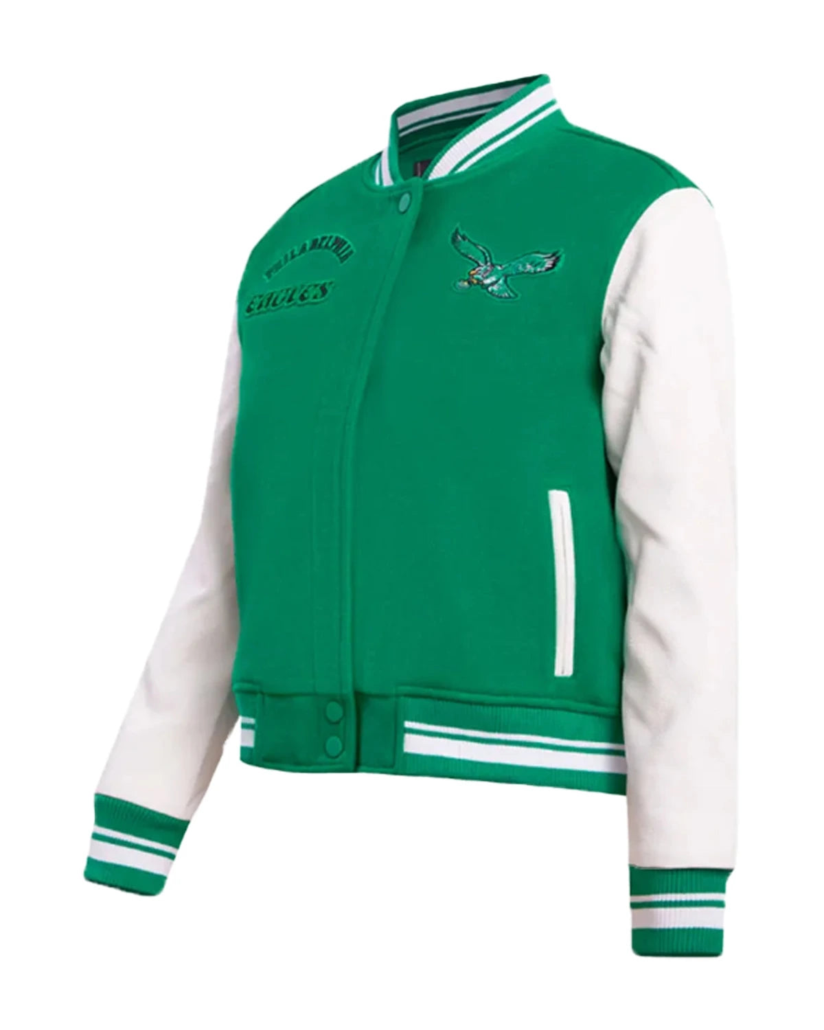 Cream/Green Philadelphia Eagles Retro Classic Varsity Jacket - Main product image