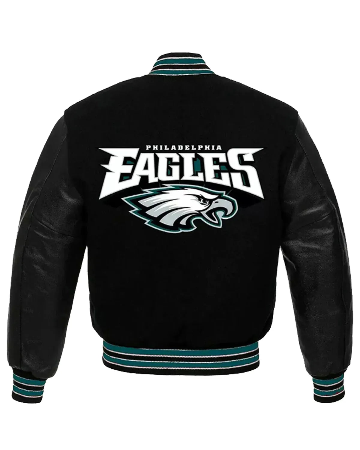 Black Philadelphia Eagles Wool and Leather Jacket - Main product image