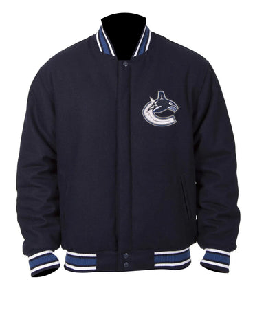 Vancouver Canucks Bomber Navy Blue Wool Jacket - Main product image