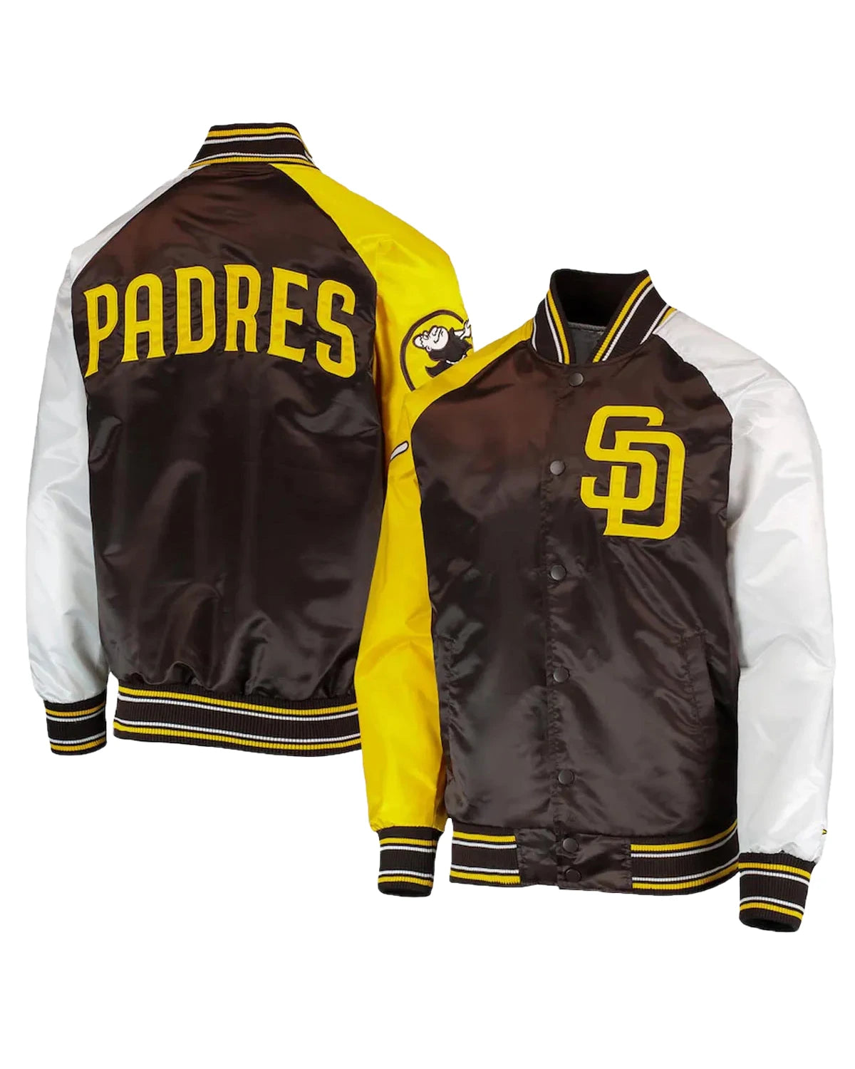 San Diego Padres Raglan Reliever Tri-Color Varsity Satin Jacket - Main product image
