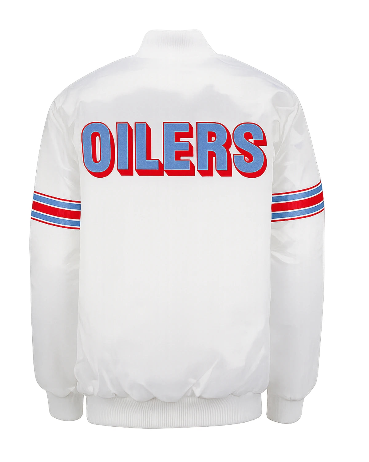 White Retro Houston Oilers Satin Jacket back white.webp