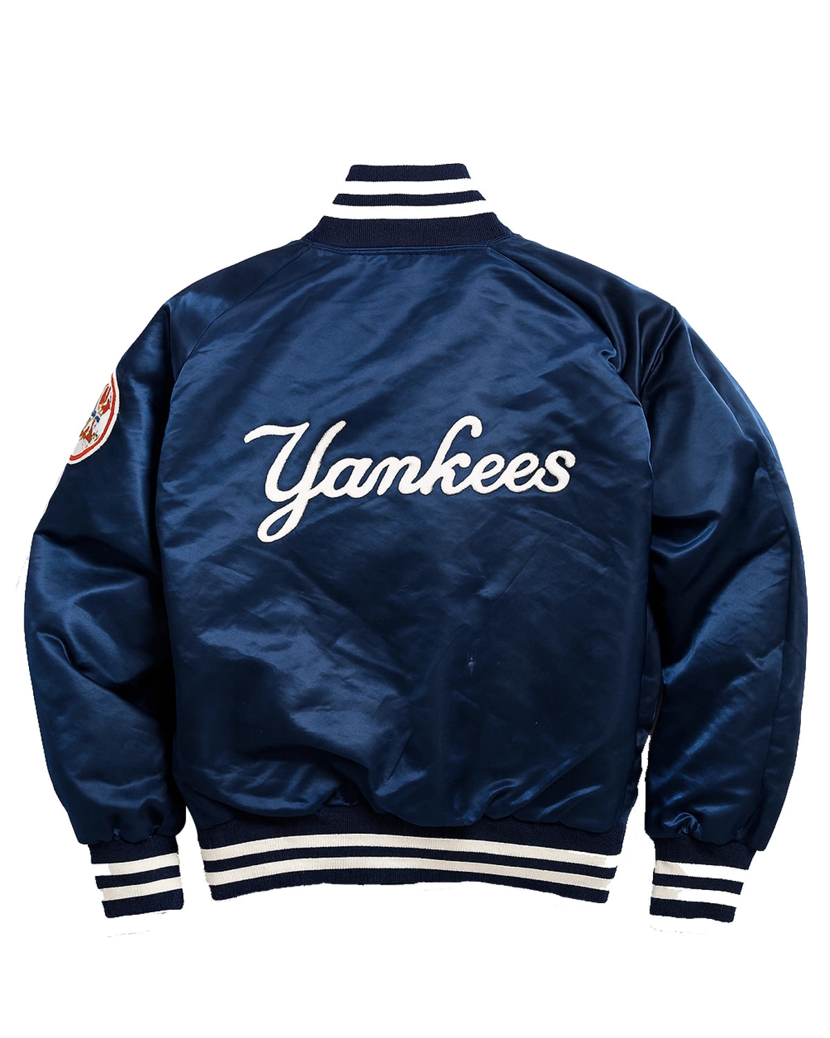 90s NY Yankees Bomber Jacket back blue.webp