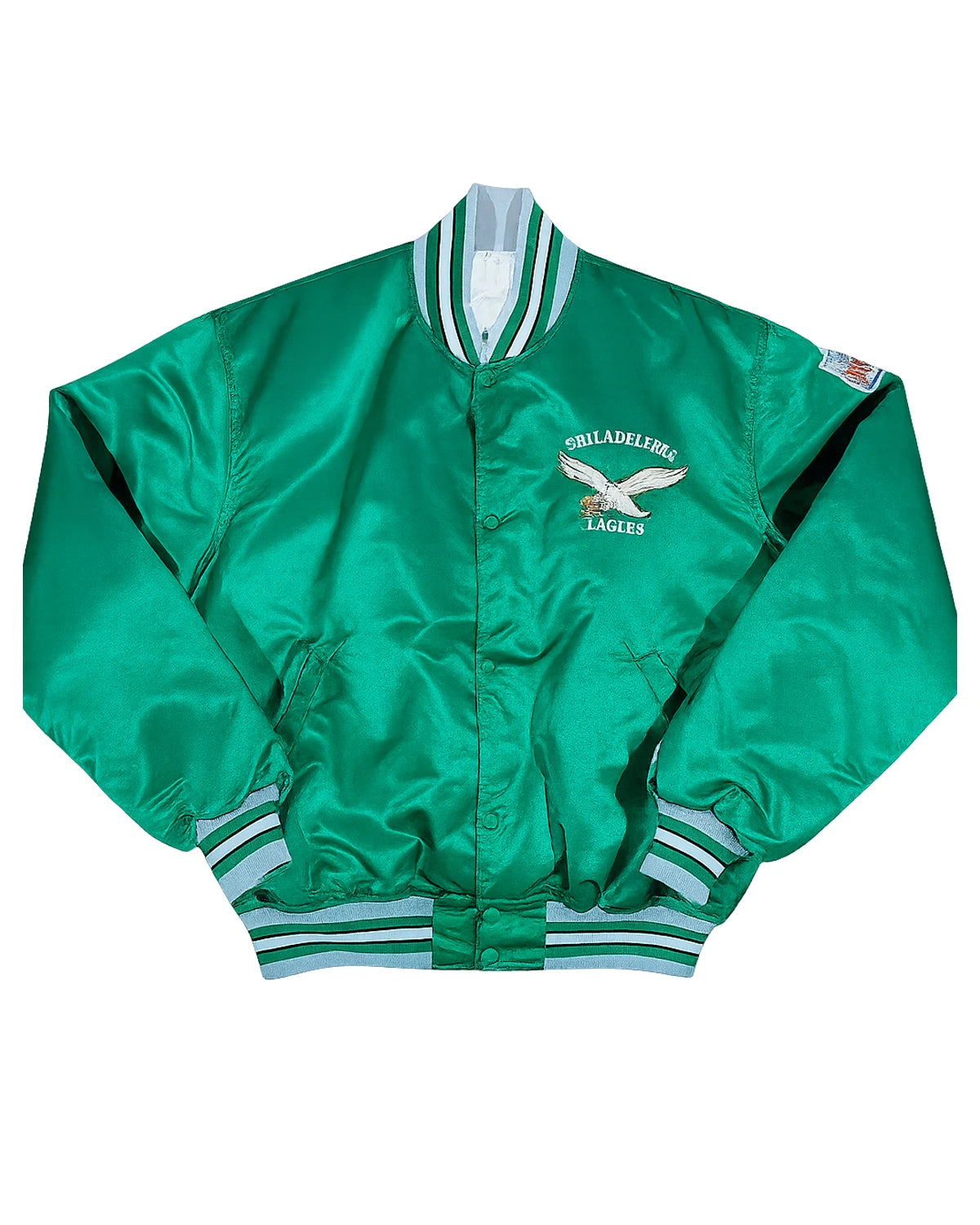 90’s Philadelphia Eagles Green Bomber Jacket front green.webp