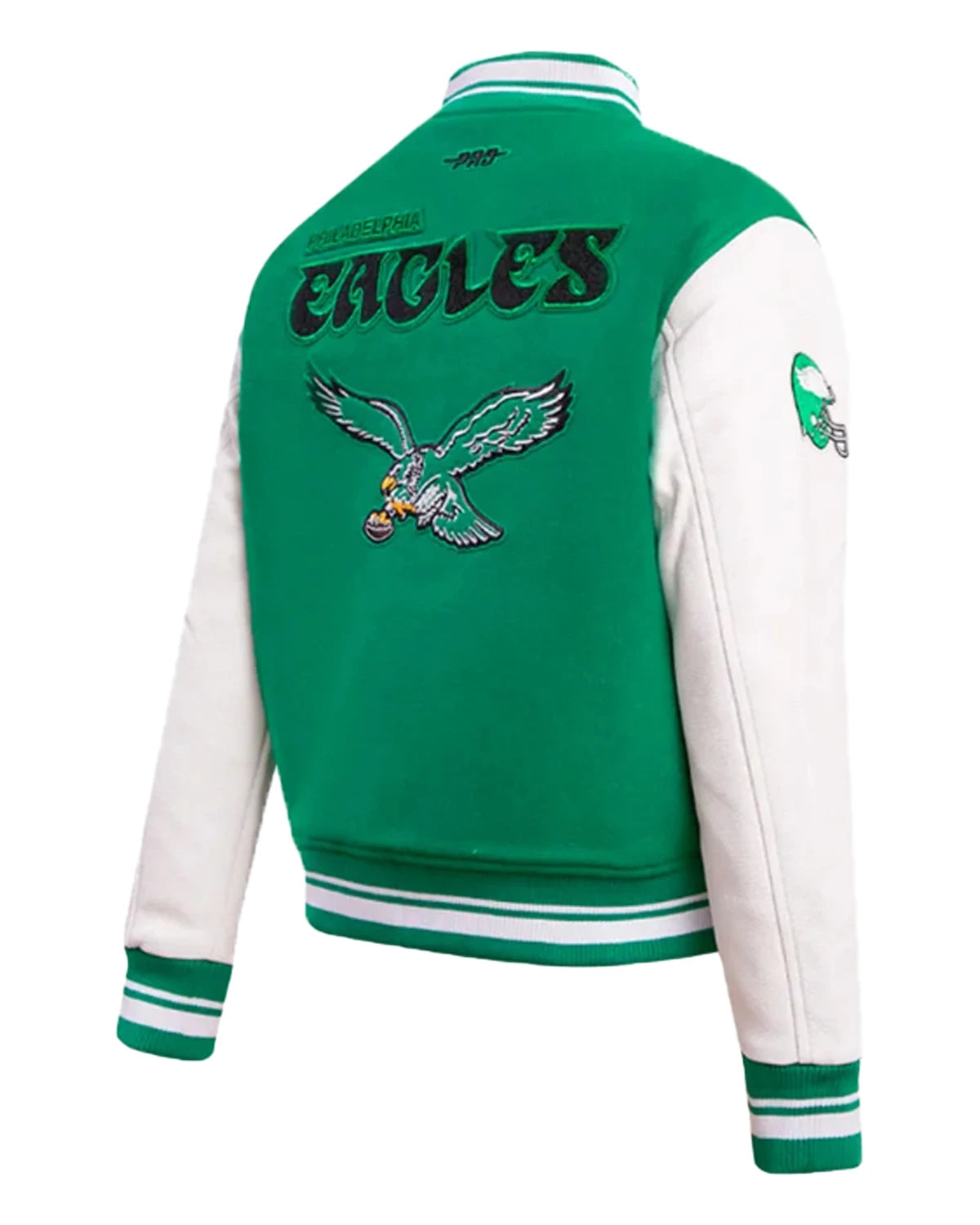 Cream/Green Philadelphia Eagles Retro Classic Varsity Jacket - Main product image