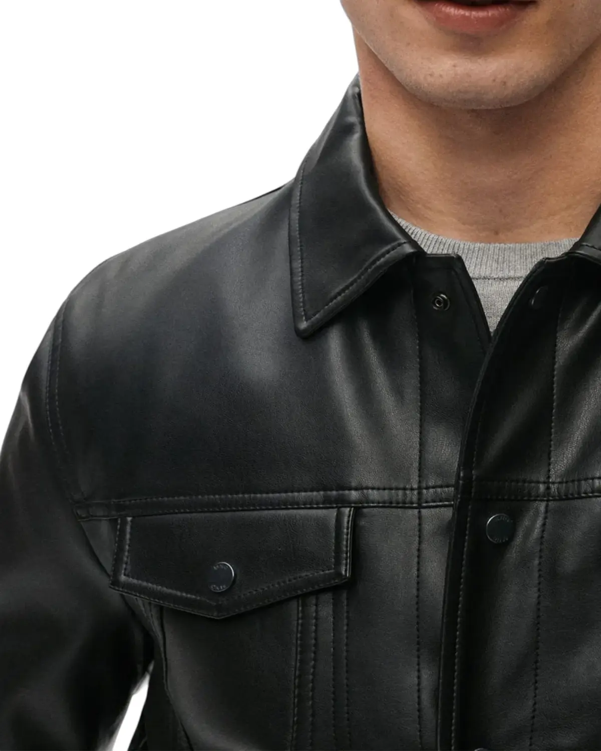 Mens Charcoal Black Biker Leather Jacket | Elite Jacket