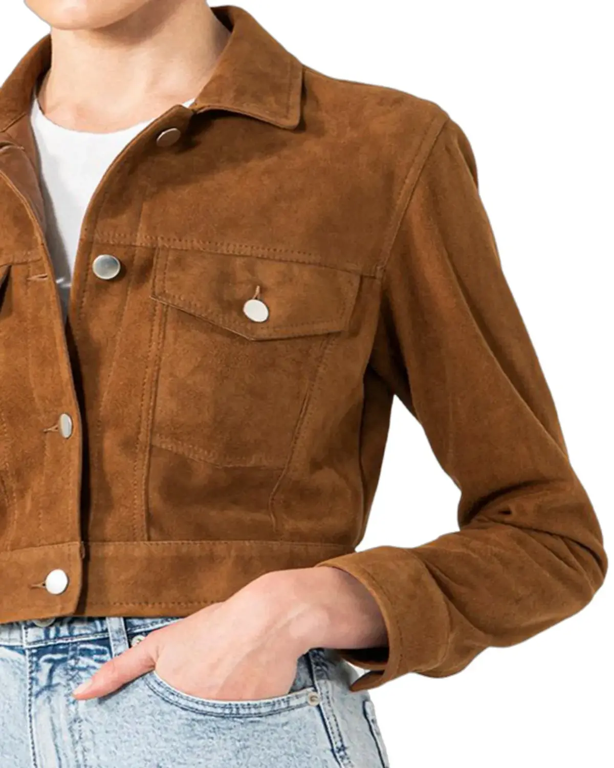 Womens Brown Shorts Suede Leather Jacket | Elite Jacket