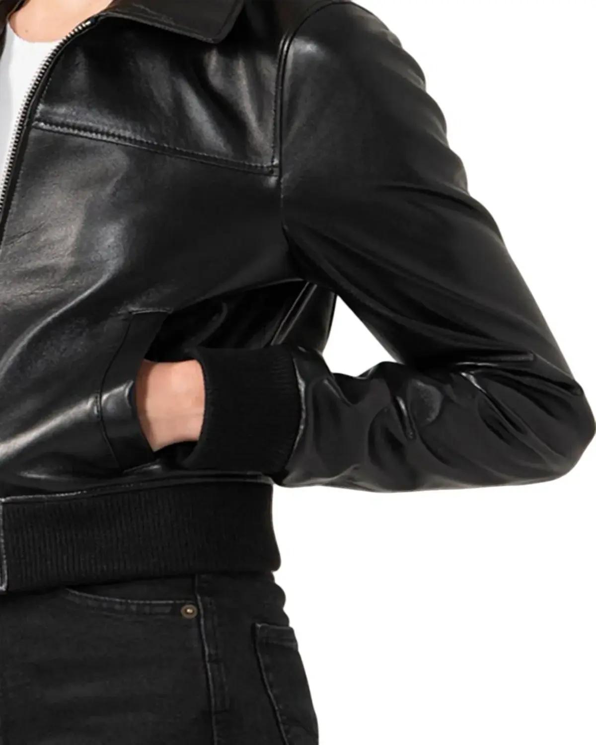 Womens Shiny Black Biker Leather Jacket | Elite Jacket