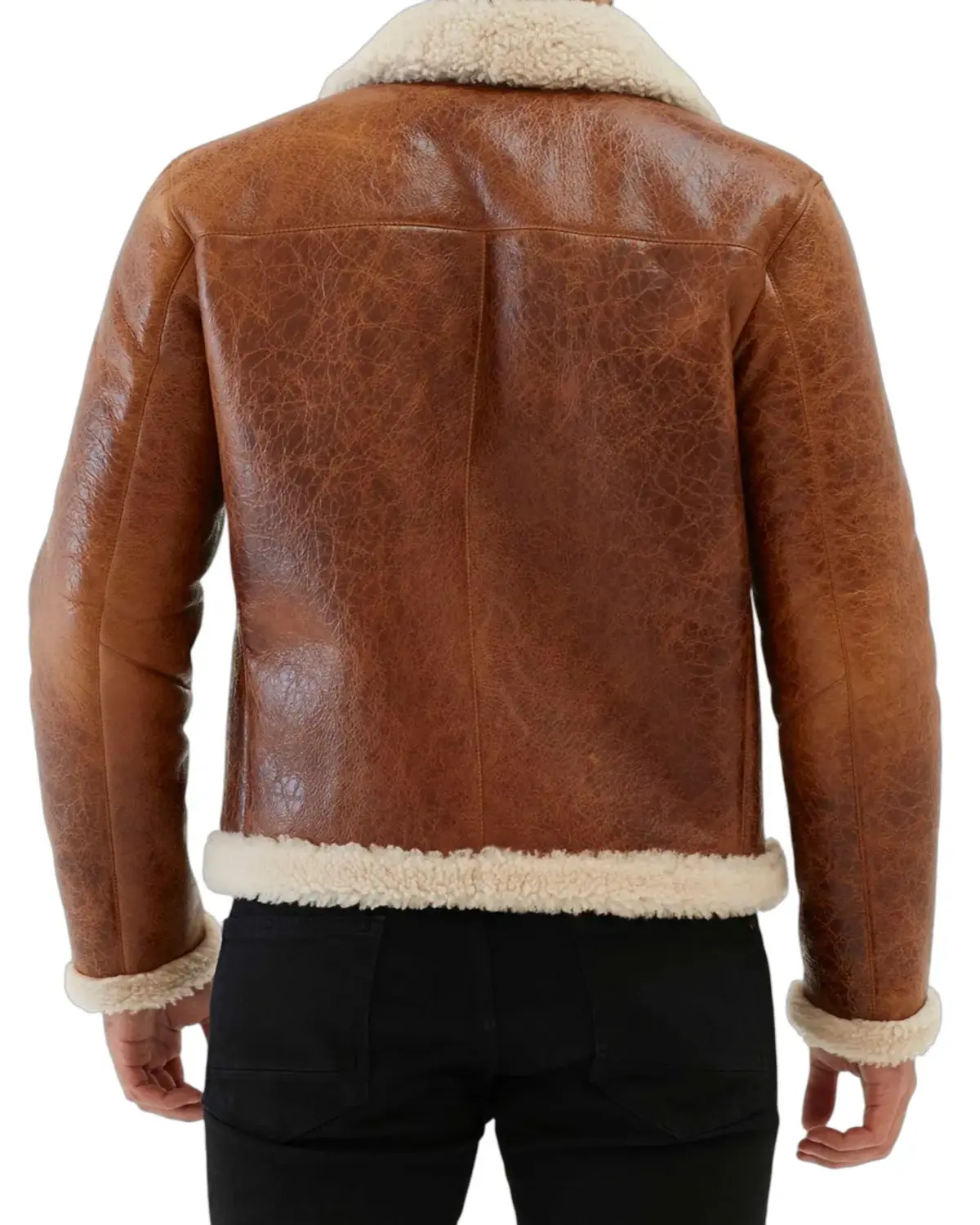 Mens Distressed Brown Shearling Jacket | Elite Jacket