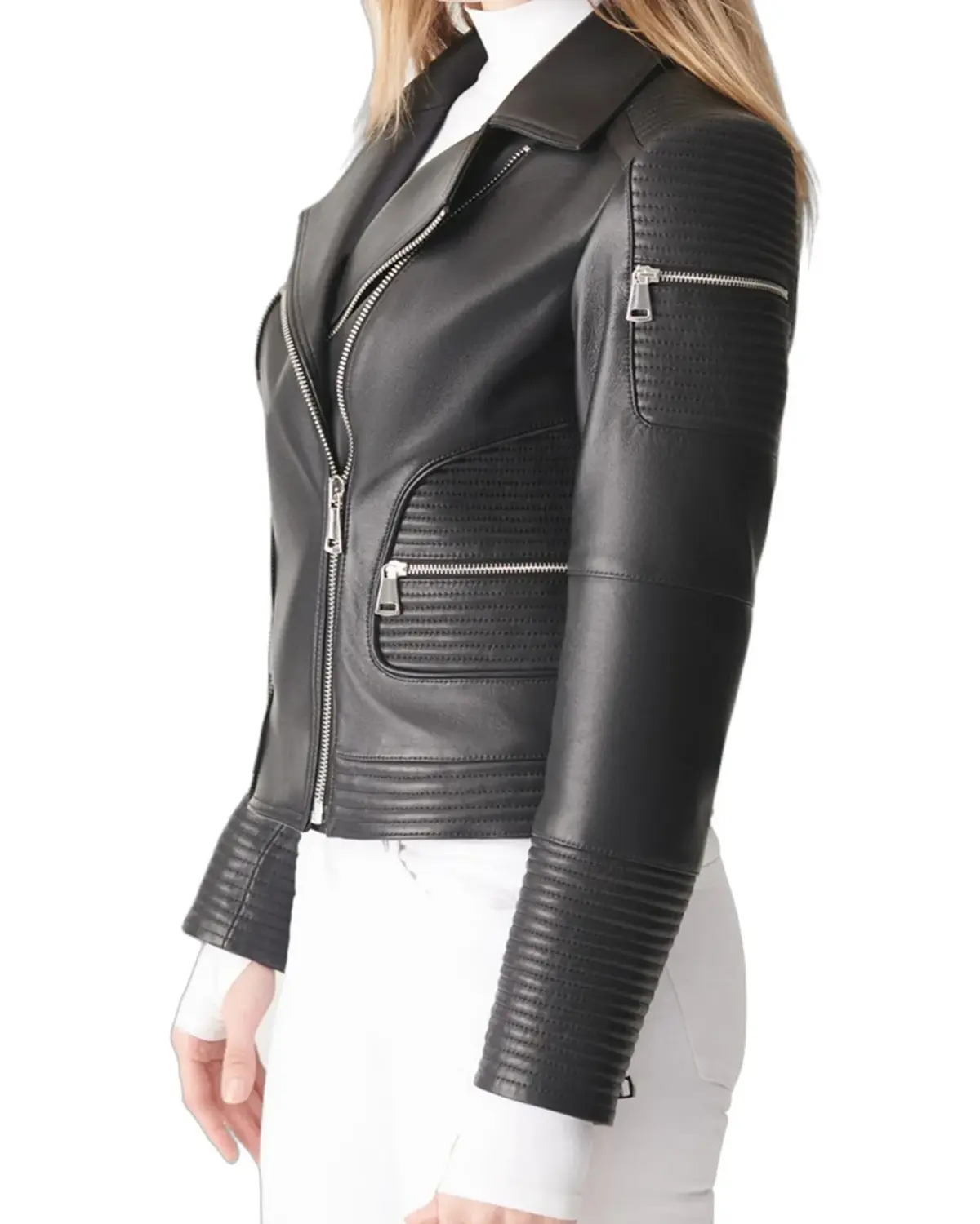 Womens Quilted Black Biker Leather Jacket | Elite Jacket