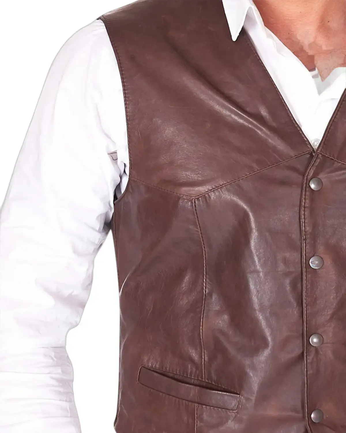 Mens Brown Real Leather Vest | Elite Jacket