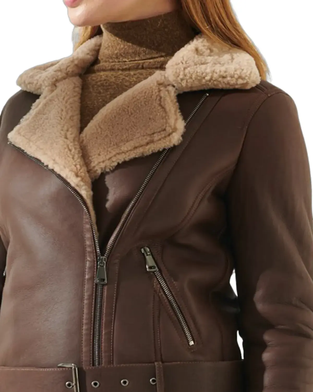 Womens Chocolate Brown Shearling Leather Jacket | Elite Jacket