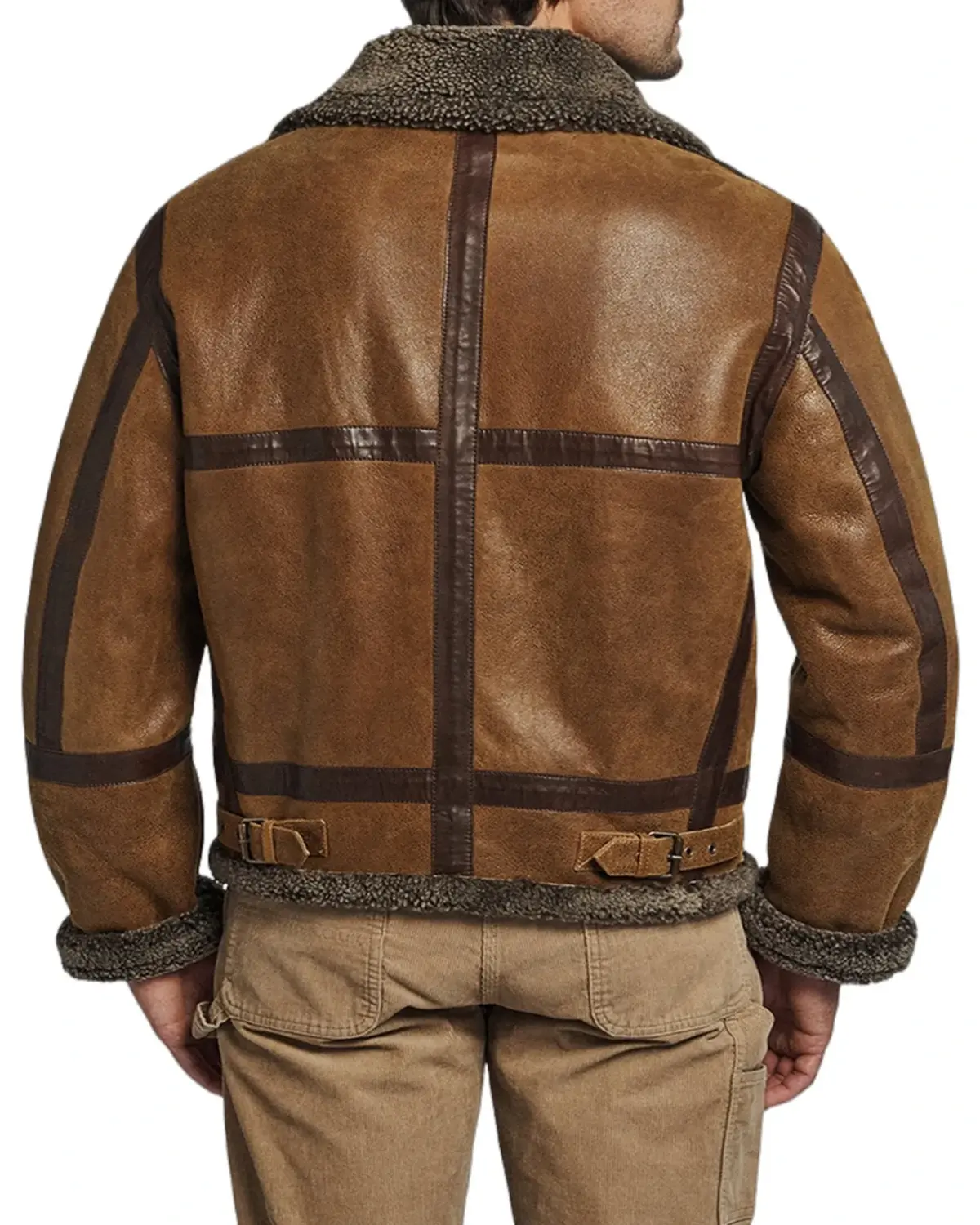 Mens Vintage Brown Shearling Leather Jacket | Elite