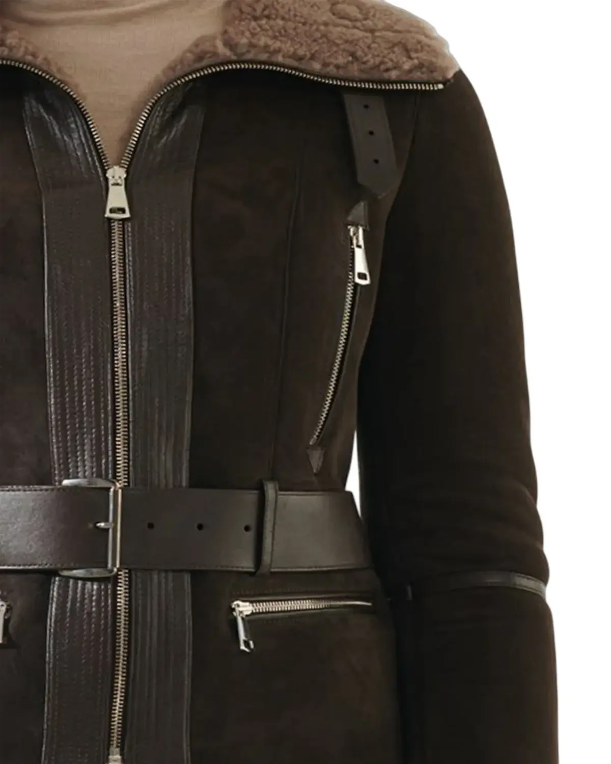 Womens Choco Brown Shearling Leather Jacket | Elite Jacket