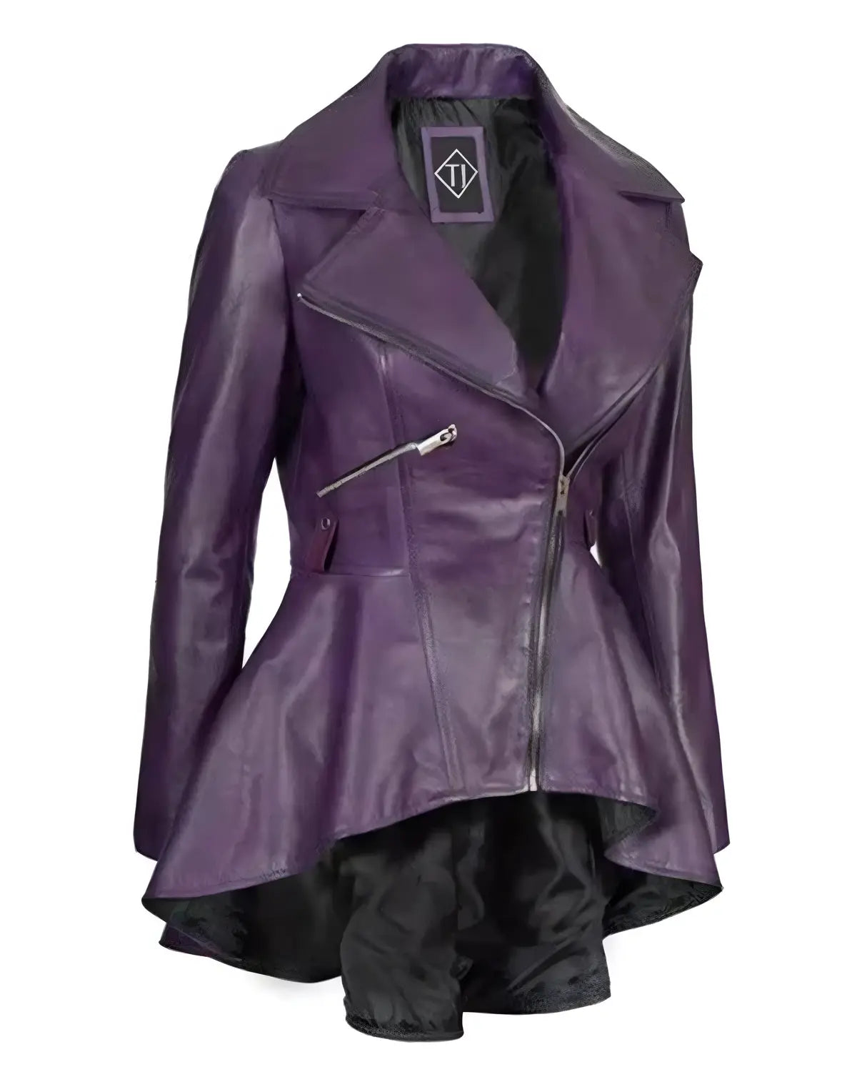 Womens Purple Peplum Leather Jacket | Elite Jacket