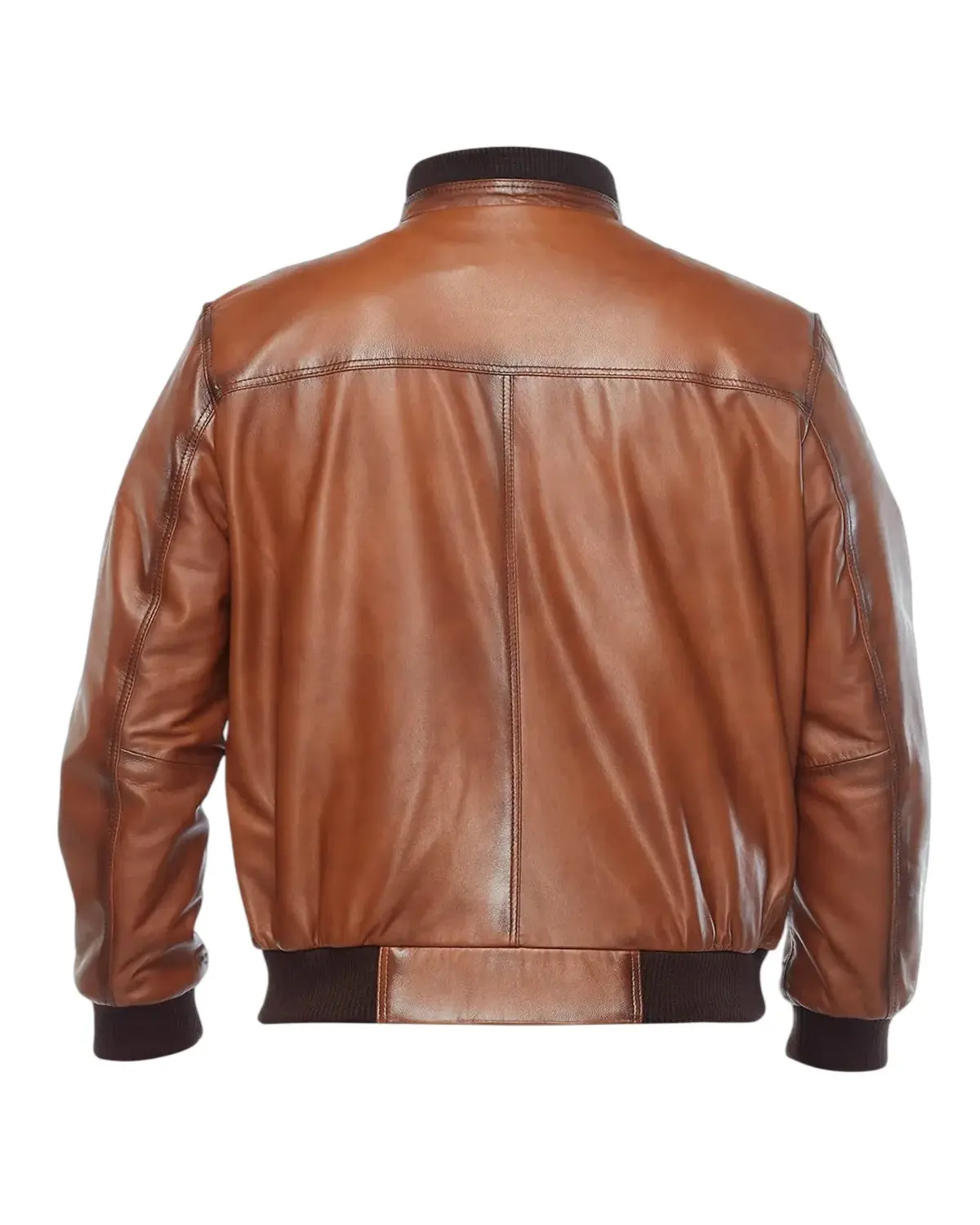 Mens Tan Classic Bomber Leather Jacket | Elite Jacket