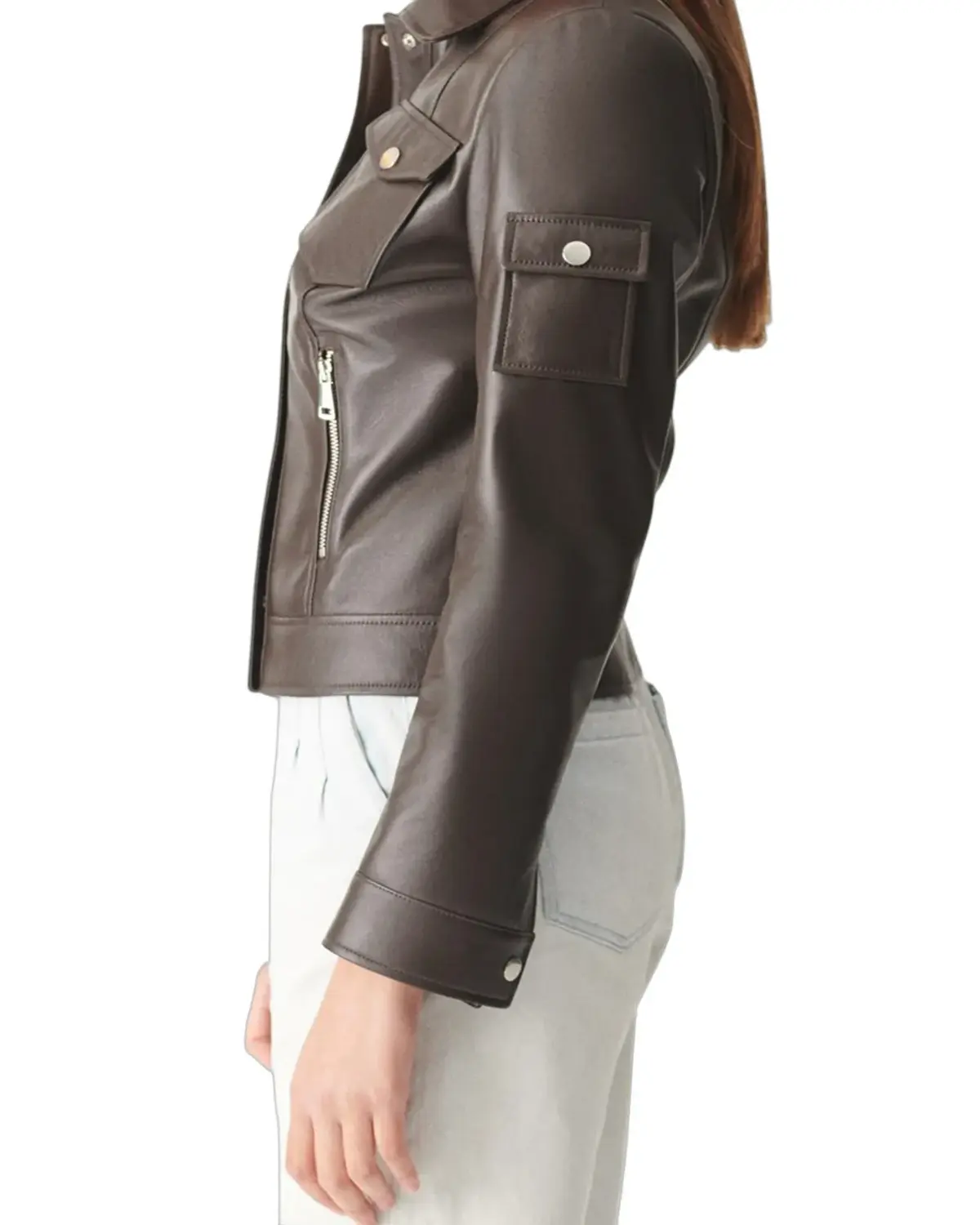 Womens Dark Brown Sports Biker Leather Jacket | Elite Jacket