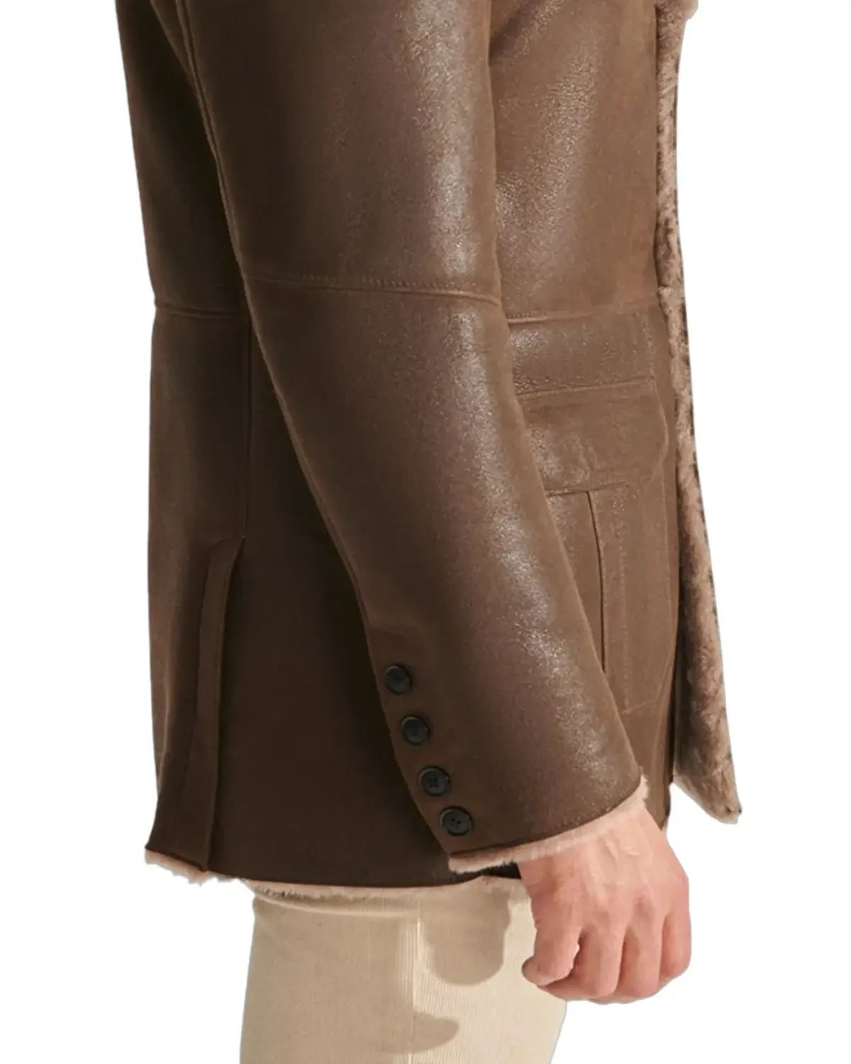 Mens Luxurious Brown Shearling Leather Coat | Elite Jacket