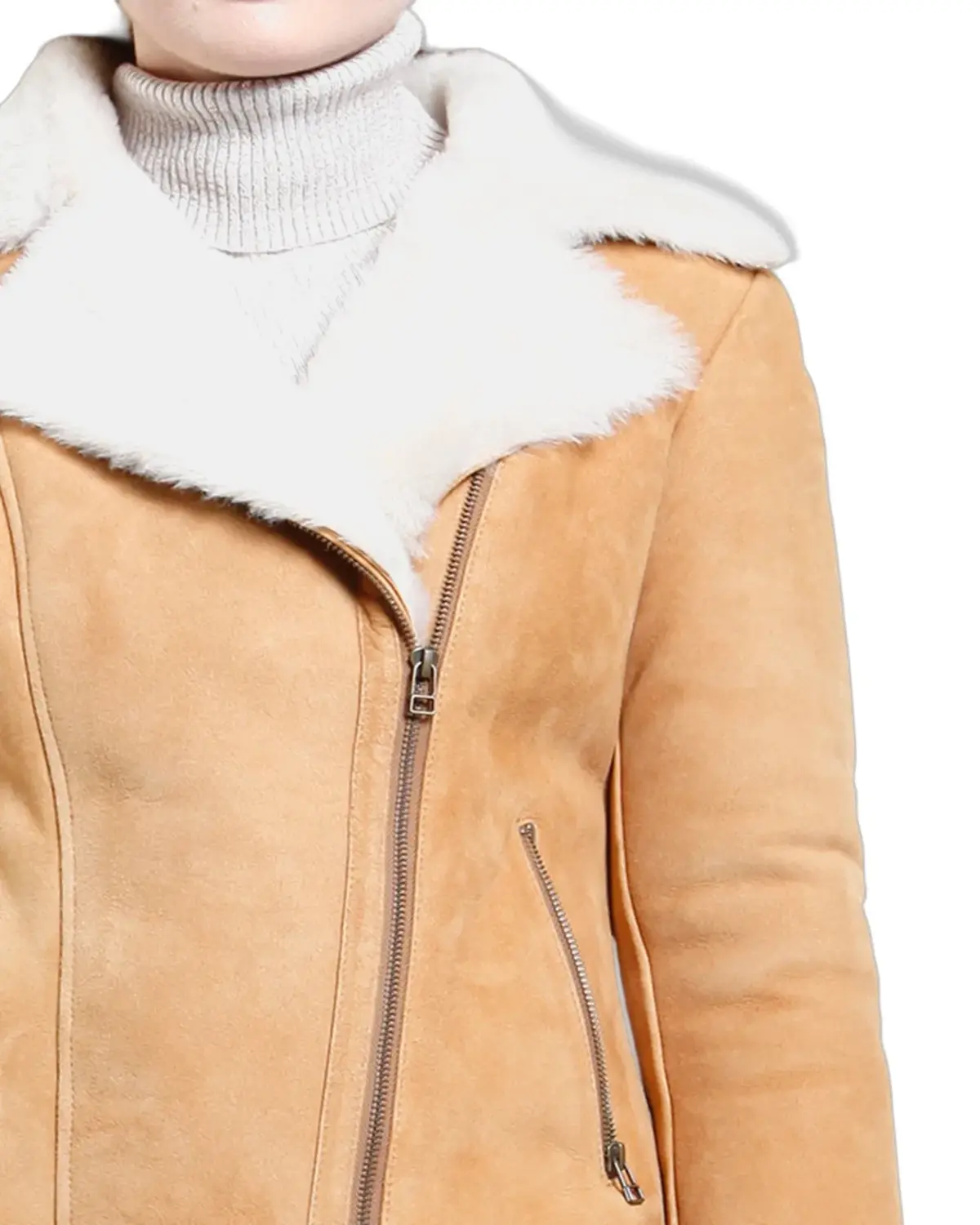 Womens Classic Tan Shearling Leather Jacket | Elite Jacket