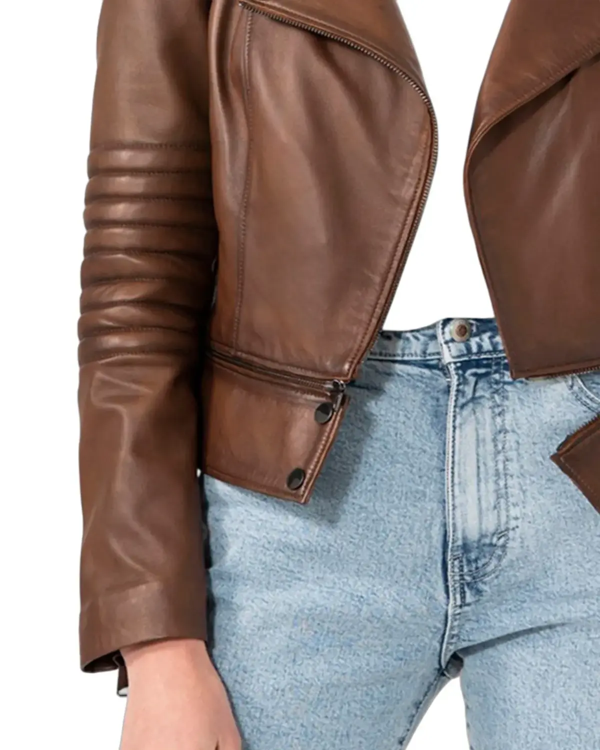 Womens Fitted Brown Biker Leather Jacket | Elite Jacket