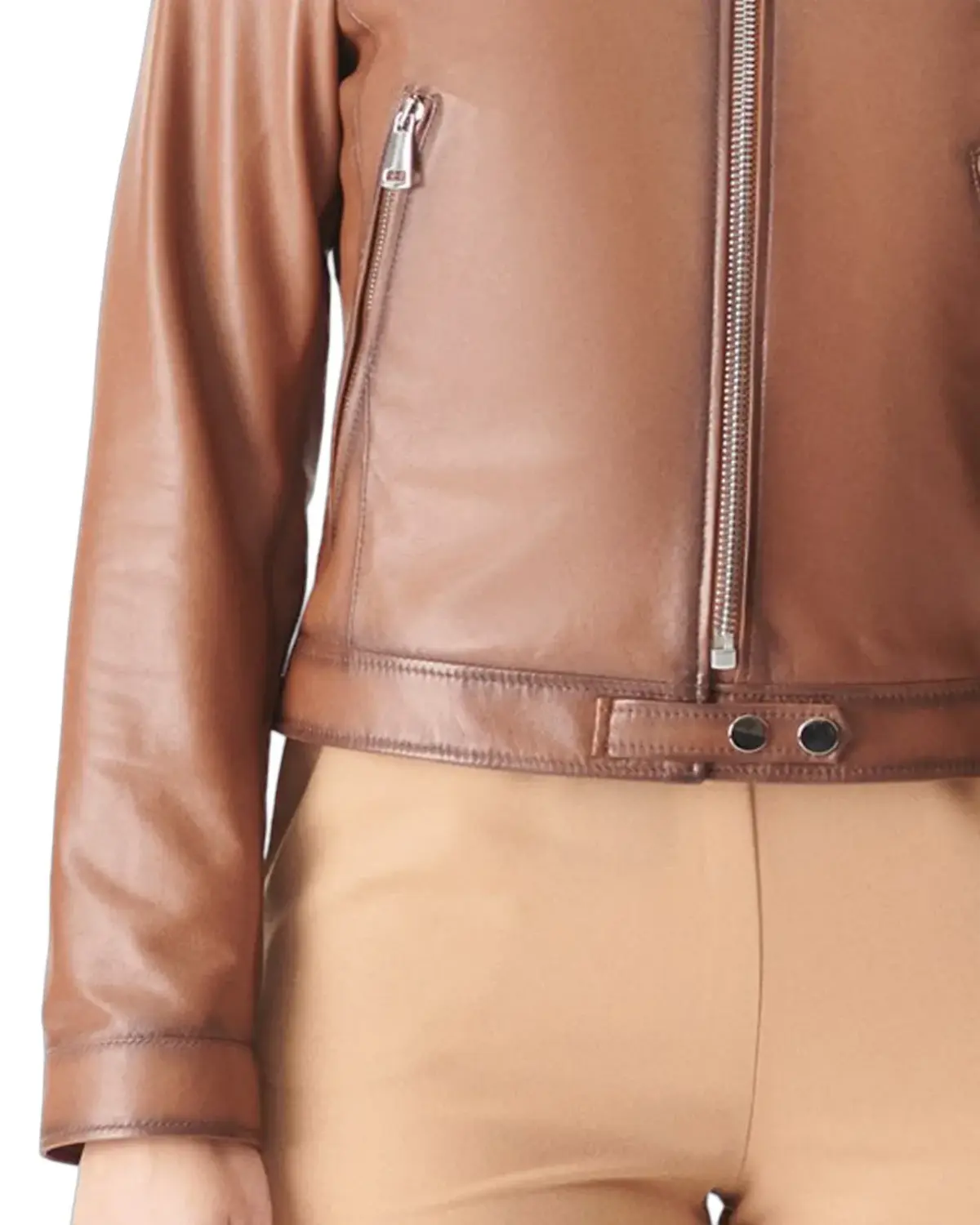 Womens Slimfit Brown Biker Leather Jacket