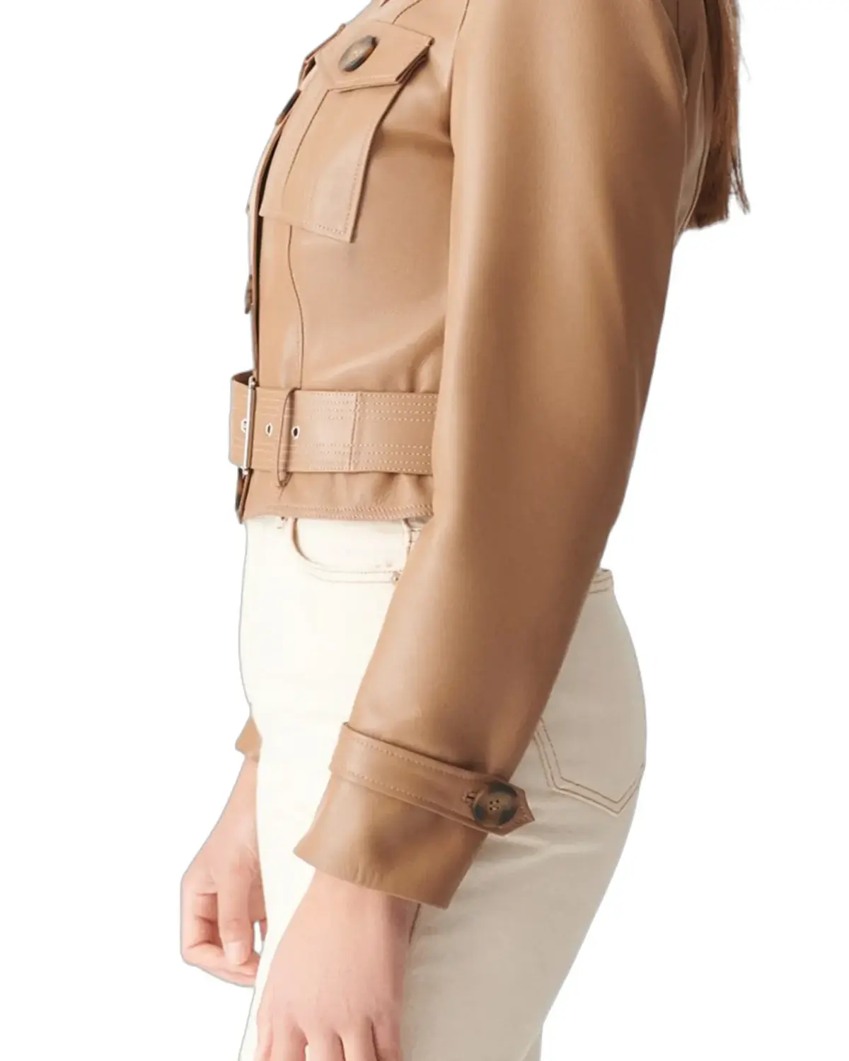 Womens TAN Biker Shots Leather Jacket | Elite Jacket