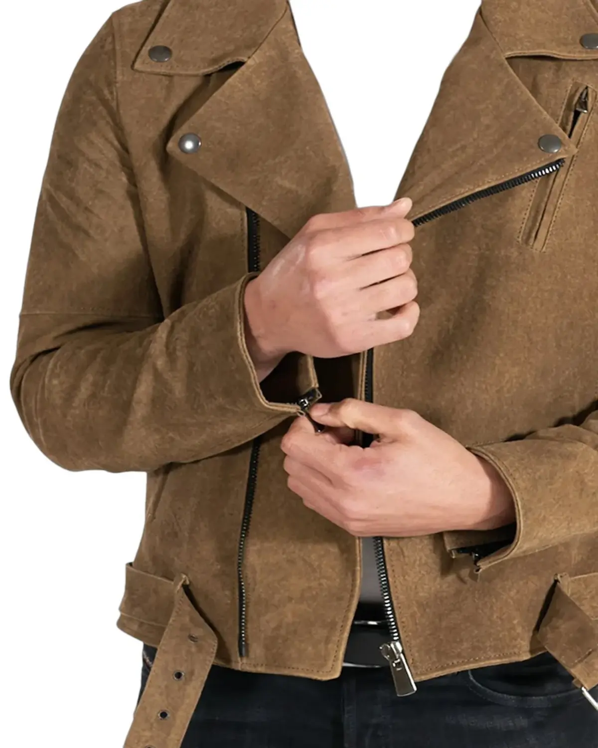 Mens Perfecto Brown Suede Leather Jacket | Elite Jacket