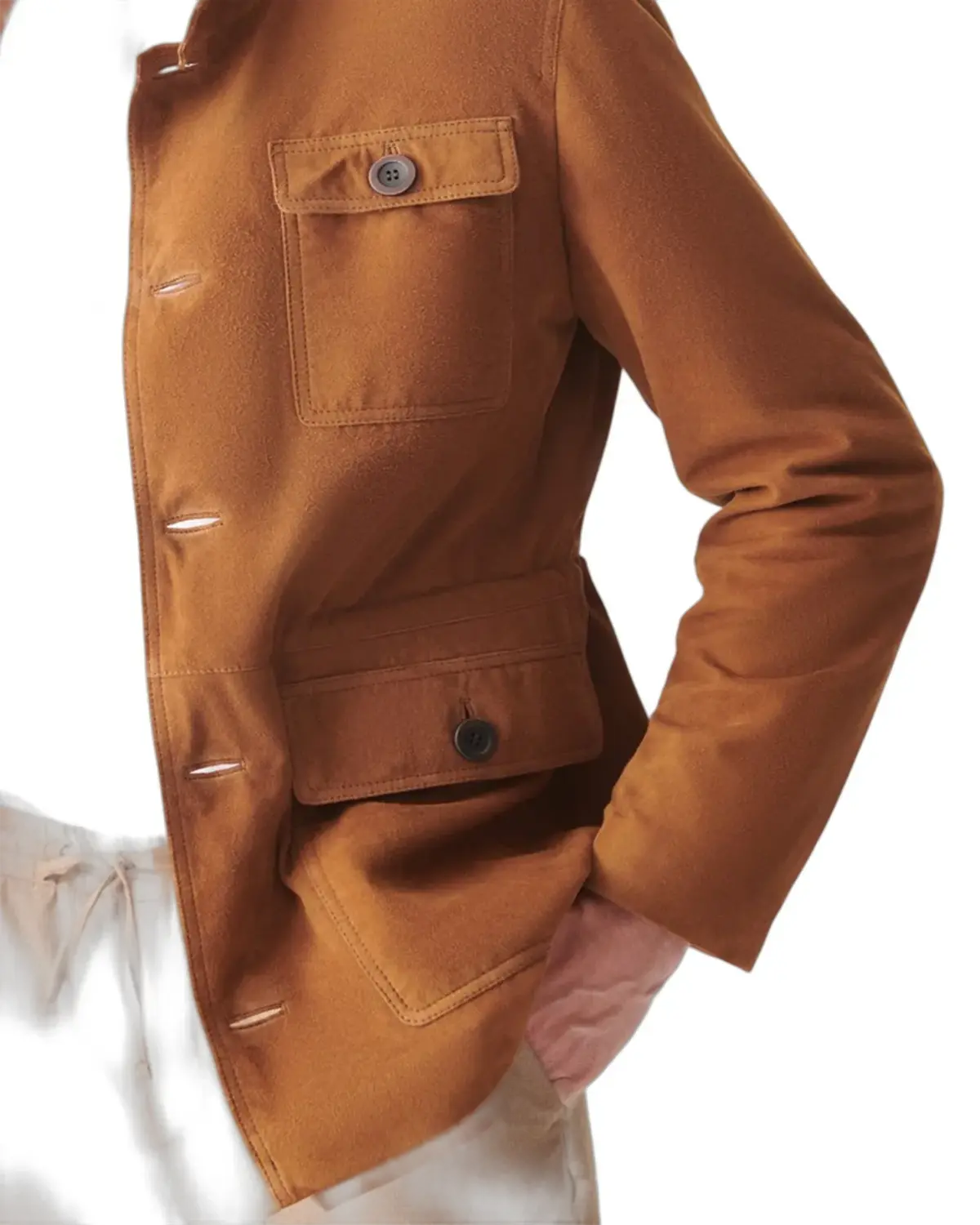 Mens TAN Long Length Suede Leather Jacket | Elite Jacket