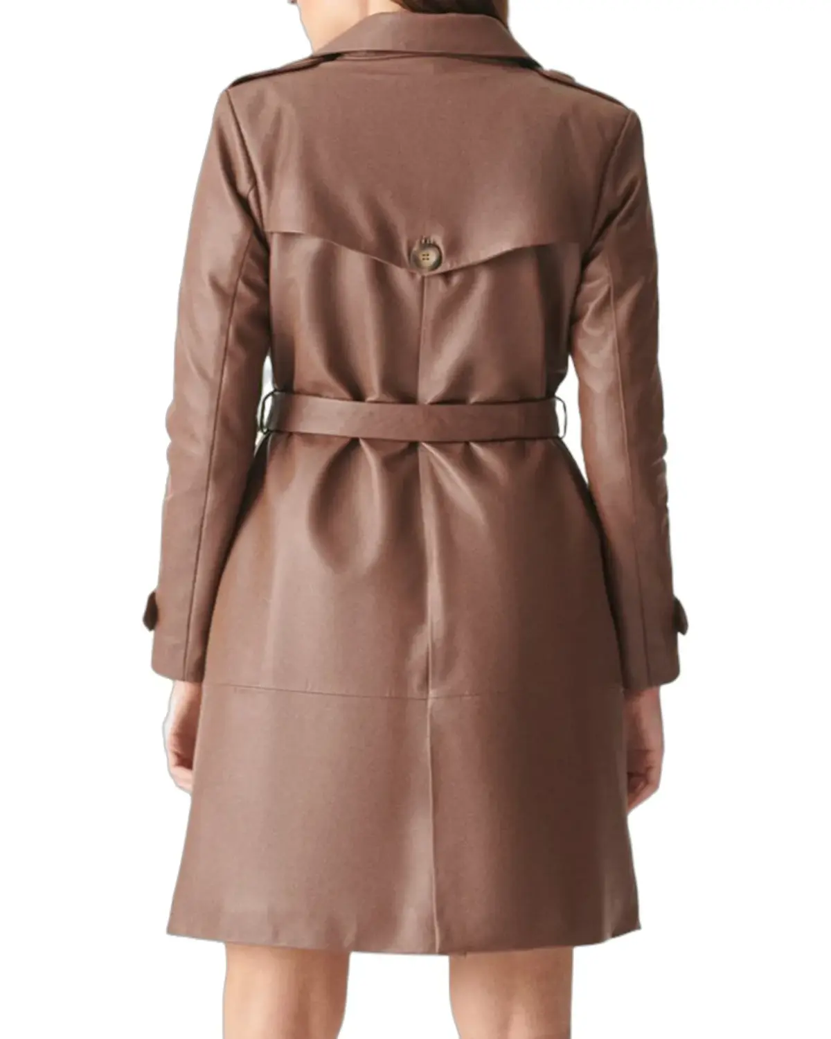 Womens Modern Brown Trench Leather Coat | Elite Jacket